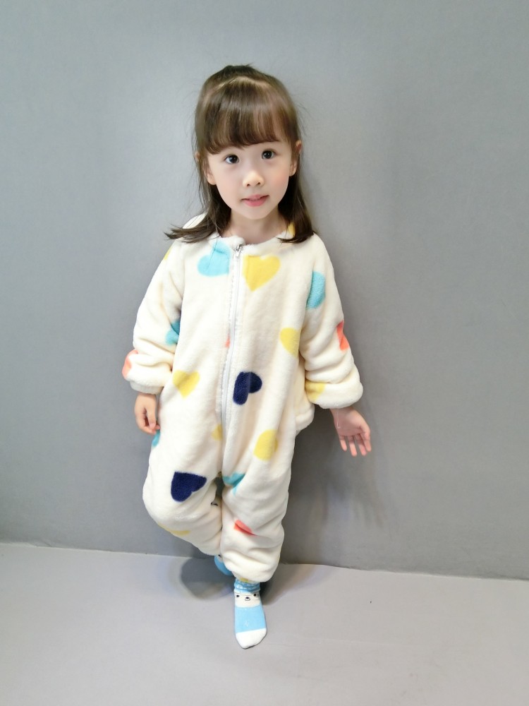 Bộ đồ ngủ trẻ em ấm áp flannel 2018 phiên bản mới của Hàn Quốc cho bé gái jumpsuit trẻ em lông cừu san hô áo liền quần hình thú trẻ em