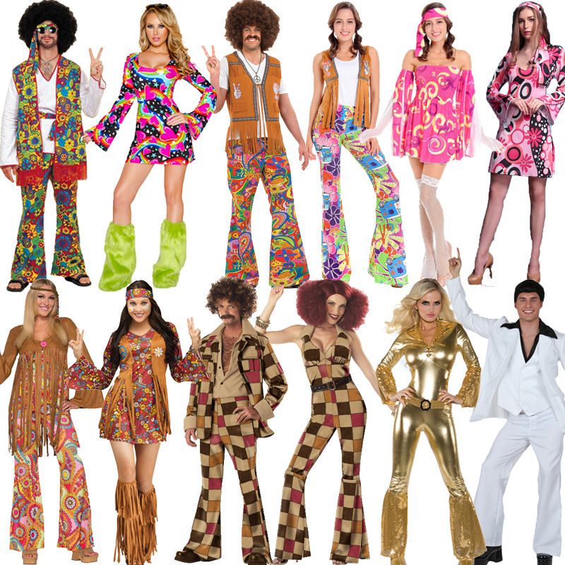 Halloween New Disco Costume 70S Retro Disco Outfit Bar Cosplay Hippie Costume