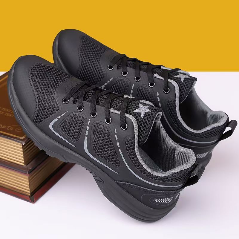 New Style Physical Training Shoes for Men, Spring Black Training Shoes, Breathable Running Shoes, Wear-Resistant Rubber Shoes, Men's Sports Shoes