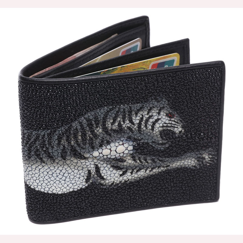 Rota Genuine Product Special Price Thai Pearl Fish Skin Wallet Unisex Short Wallet Tiger Pattern Short Leather Bag