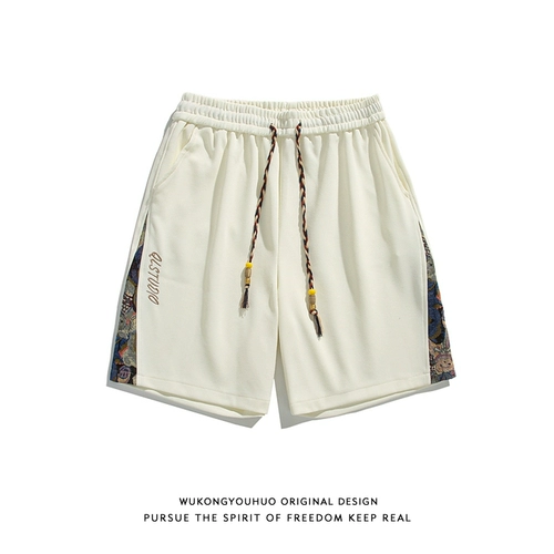 悟空有货 Спортивные летние ретро штаны, шорты для отдыха, с медвежатами, свободный прямой крой, оверсайз