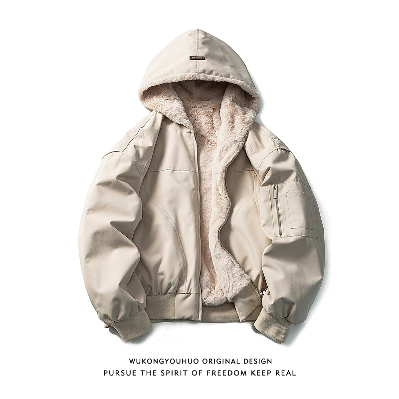 Wukong Is in Stock, Winter Mountain Sculpture Fleece-Lined Thickeneded Hooded Cotton Outwear Men's American Flight Jacket Heavy Cotton Outwear Wukong Is in Stock, Winter Mountain Sculpture Fleece-Lined Thickeneded Hooded Cotton Outwear Men's American Flight Jacket Heavy Cotton Outwear