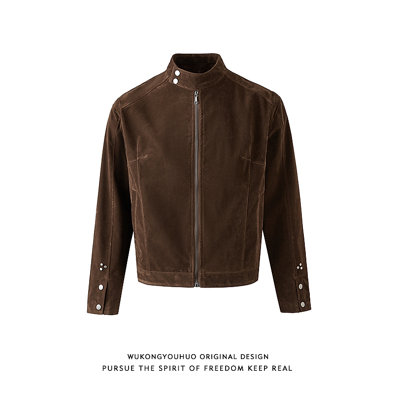 Wukong Has in Stock American-Style Cleanfit Modern Suede Biker Jackets for Men and Women, Retro Couple Short Wide Workwear Jackets Wukong Has in Stock American-Style Cleanfit Modern Suede Biker Jackets for Men and Women, Retro Couple Short Wide Workwear Jackets