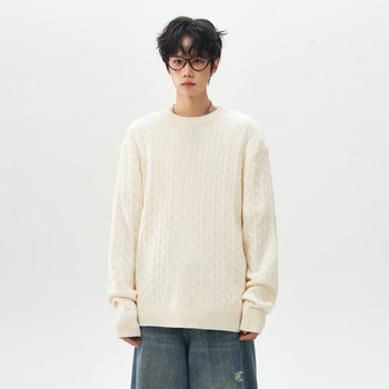 Autumn and winter retro twist crew neck sweater for men Autumn and winter retro twist crew neck sweater for men