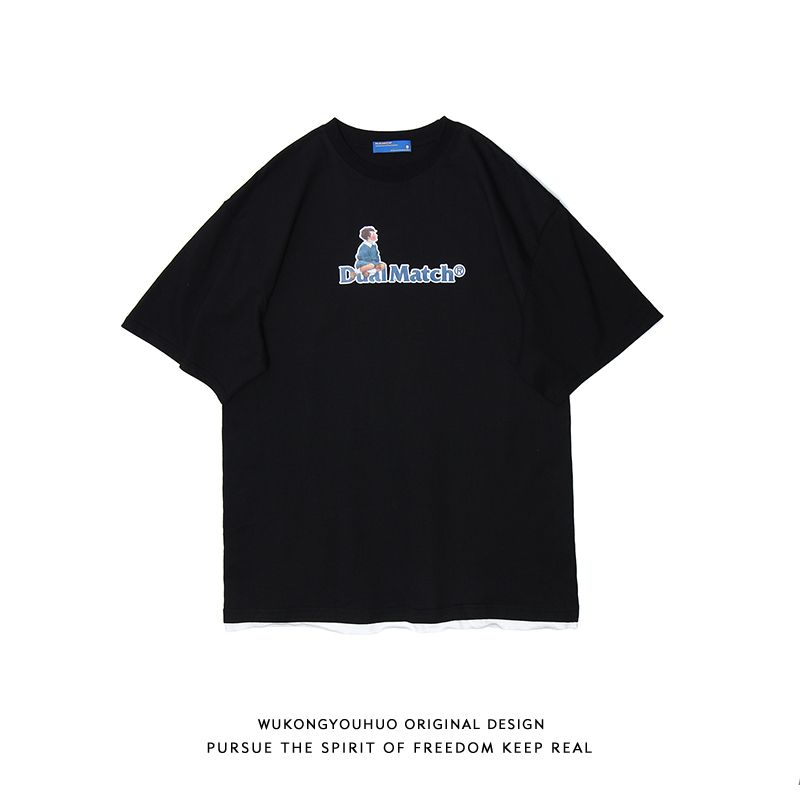 Epiphany has cargo-ins harbor wind minimis about 100 hitch-printed hip hop T-shirt loose casual couple short sleeve T-shirt man