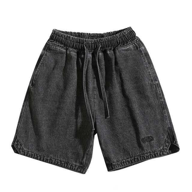 Wukong ຢູ່ໃນສະຕັອກ American retro washed straight denim shorts men's trendy brand hip-hop street loose wide-leg wide-quarter pants