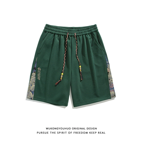 悟空有货 Спортивные летние ретро штаны, шорты для отдыха, с медвежатами, свободный прямой крой, оверсайз