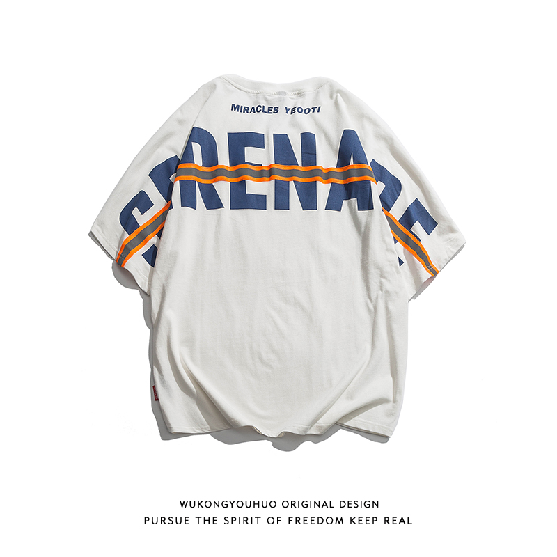 Epiphany with stock ins Chains minimalist back letter printed short sleeve T-shirt loose casual couple short tee men and women