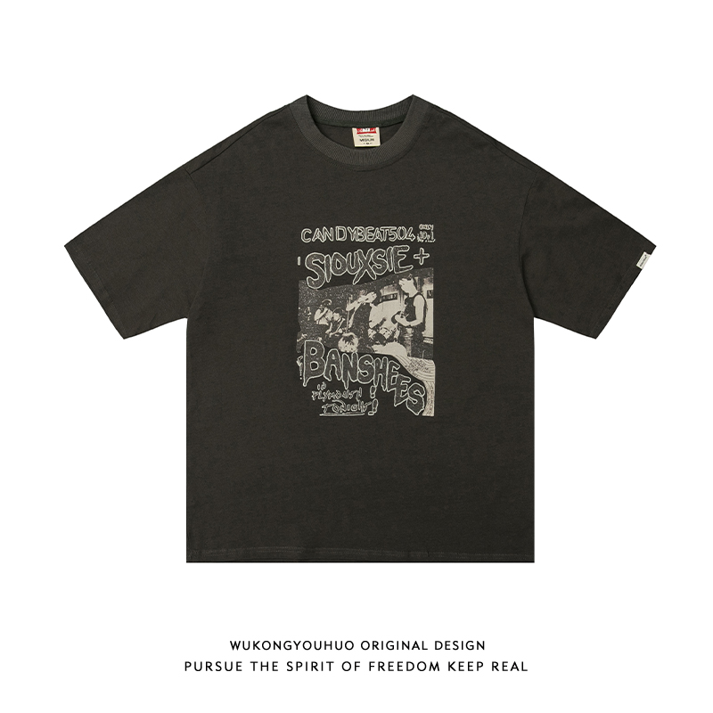 Epiphany with goods retro portrait printed short sleeves T-shirt European and American tides Hip Hop Loose Lovers Casual Short Tee men and women