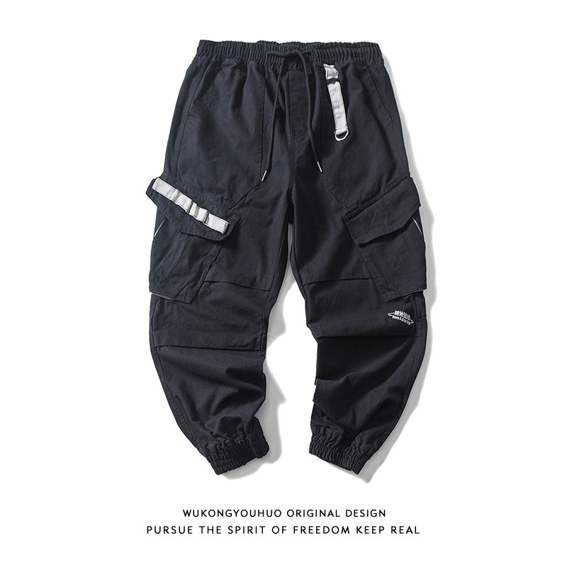 Wukong has a new American retro multi-pocket overalls in autumn men's fashion brand retro loose-legged casual tide pants