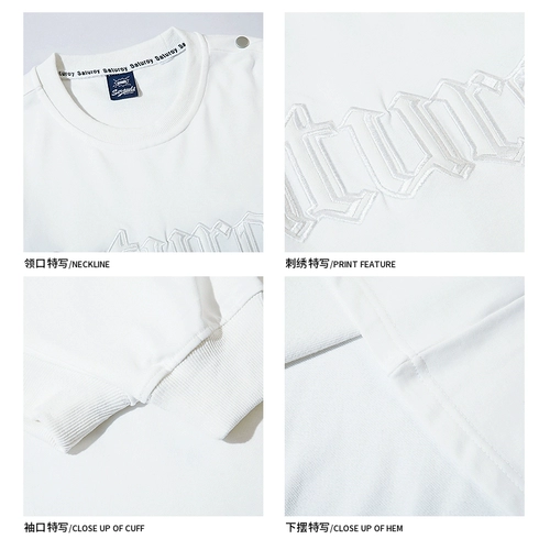 悟空有货 Лонгслив в стиле хип-хоп с круглым воротником для влюбленных для отдыха, европейский стиль, с вышивкой, оверсайз