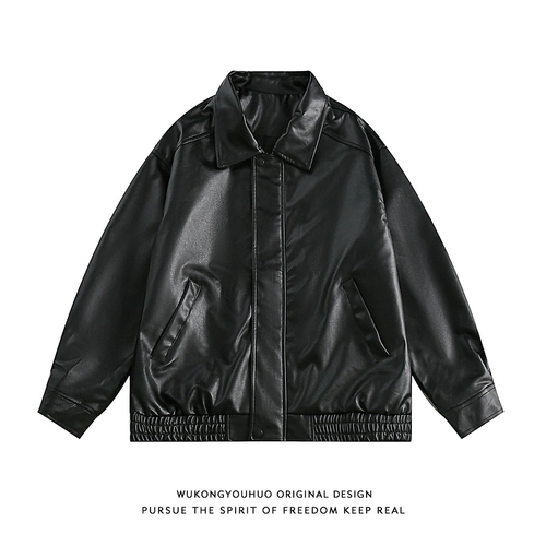 悟空有货 Цветная полиуретановая куртка подходит для мужчин и женщин, в американском стиле, оверсайз