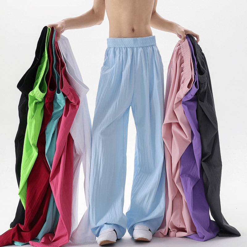 Wukong Has in Stock Summer Dopamine Ice Silk Drapey Lazy Yamamoto Pants for Men, Trendy Brand Loose Versatile Wide-Leg Casual Pants