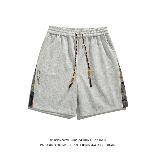 悟空有货 Спортивные летние ретро штаны, шорты для отдыха, с медвежатами, свободный прямой крой, оверсайз