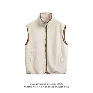 悟空有货复古冬季羊羔绒撞色坎肩棉衣马甲男潮牌情侣保暖休闲马夹