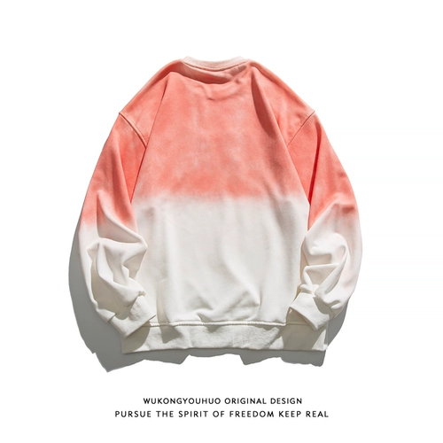 悟空有货 Свитшот в стиле хип-хоп, в американском стиле, градиент, с вышивкой, свободный крой