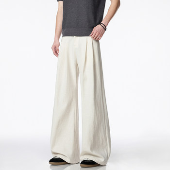 Old money style lyocell linen drape trousers for men retro