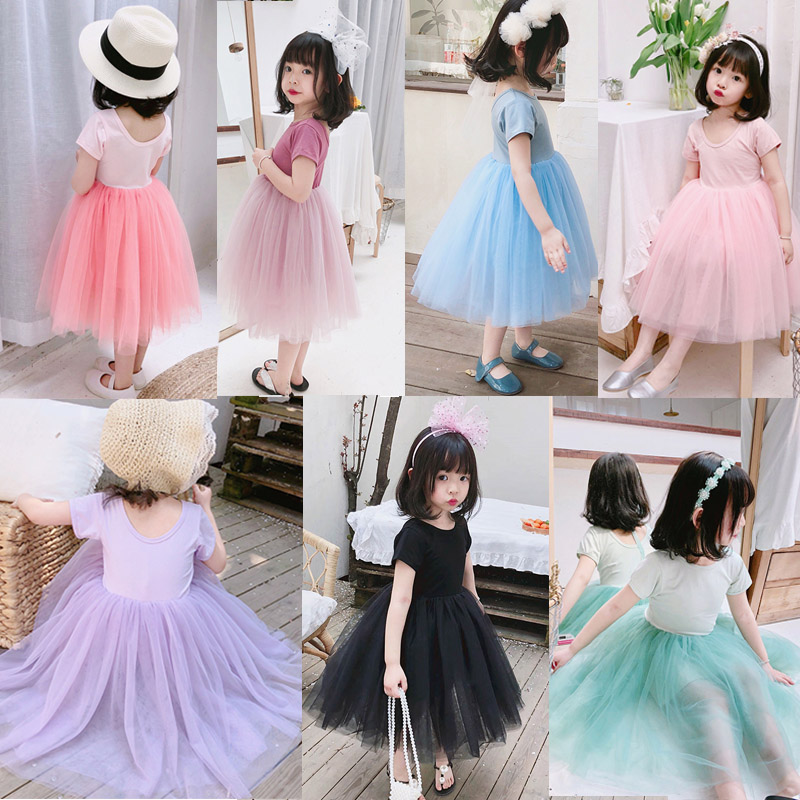 Six-one children's princess skirt backless dance skirt 19 summer girls dress Western style baby fluffy dress gauze skirt