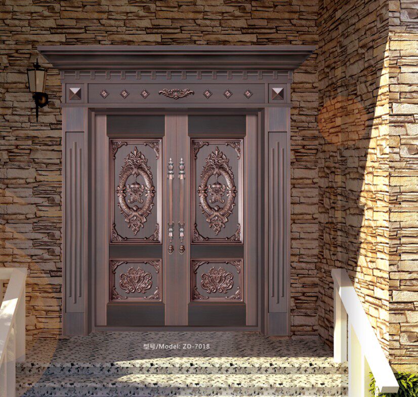 Factory direct real copper door imitation copper door 304 stainless steel copper door into the villa door Zinc alloy copper door