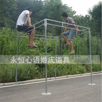 Wedding background frame telescopic rod multi-function background frame Wedding props thickened galvanized square tube can lift the background frame