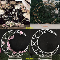 New wedding props moon boat ornaments Wedding background decoration props ornaments Wrought iron crescent arch shelf