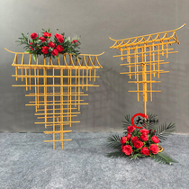 2019 new wedding props Wrought iron golden house road lead roof ceiling arch stage wedding decoration props
