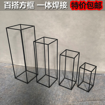 Iron home geometric ornaments creative rectangular wedding ornaments cube frame model room soft accessories