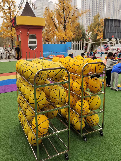 Basketball storage rack basketball rack kindergarten stainless steel ball cart storage basket volleyball football rack ball rack storage frame