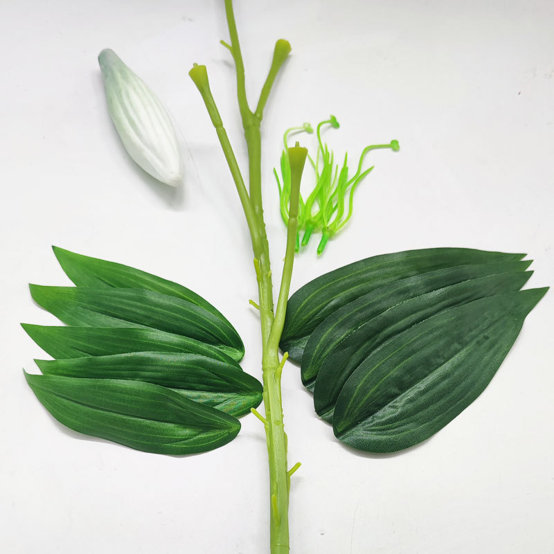 80cm Long Plastic Wrapped Lily Flower Stem DIY Handmade Lily Flower Leaf Flower Stem Flower Center Flower Bud Material Kit