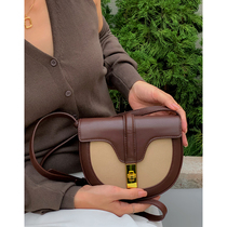 Autumn Lady Bag Package Retro Semi-Saddle Pack Woman 2021 New Fashion Hit Color Small Round Bag Single Shoulder Diagonal Satchel Wave