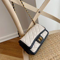 Womens Bag 2021 New Tide Small Fragrant Wind Bags Rig Chain Bag Contrast Color Joker Texture Shoulder Small Square Bag