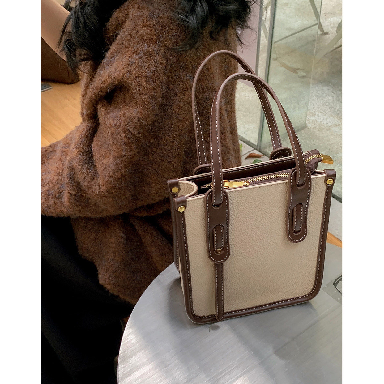 Autumn lady bag fashion lychee pattern handbag 2022 new trendy autumn and winter bucket bag women's shoulder bag messenger bag