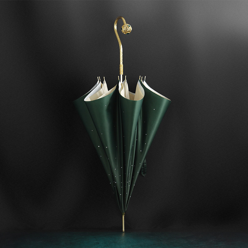 DanMunier custom creative umbrella curved handle exquisite ball umbrella face with diamond rain and shine umbrella light luxury original
