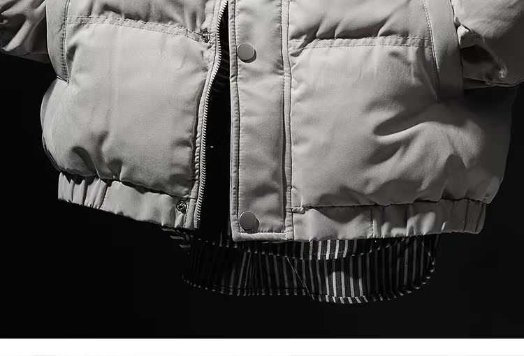 Đại học gió mùa đông dày nam áo bông rắn màu bóng chày cổ áo ấm cotton quần áo dụng cụ bỏ túi áo khoác áo khoác da