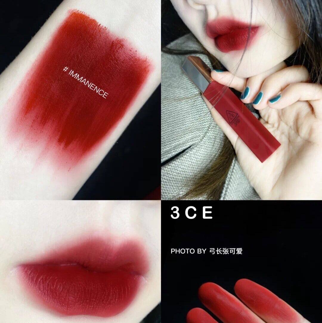 Clear 3CE Cloud clouds glaze velvet matte fog lipstick red immanence rust red taupe