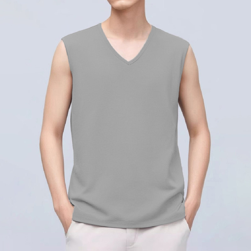Skin-Friendly, Breathable, Thin Sleeveless T-Shirt, Men's Vest, Sports Vest, V-Neck, Cool-Feeling Solid Color Undershirt, Summer Fitness Skin-Friendly, Breathable, Thin Sleeveless T-Shirt, Men's Vest, Sports Vest, V-Neck, Cool-Feeling Solid Color Undershirt, Summer Fitness