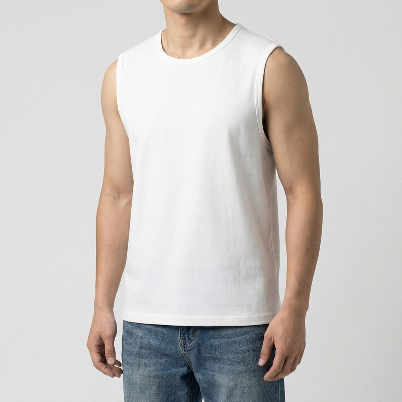 Summer Thin Skin-Friendly Vest for Men, Gym Basketball Sports Tank Top, Wide-Shoulder Solid Color Sweatshirt, Sleeveless T-Shirt Base Layer