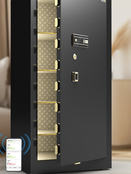 Ounais Fingerprint Safe for Home Use, Password-Protected Office Safe, 180cm In-Wall Single-Door Safe, Double-Lock Large Safe Cabinet, 1.8m Safe Deposit Box, All-Steel