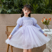 Children Princess Dress Girl Sweater Dresses Dresses Autumn Winter Style 2021 New Little Girl Bubble Sleeves Dress Fluffy Fall