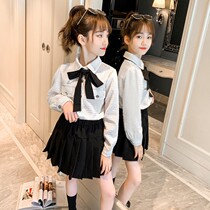 Girl Shirt Suit Foreign Air Blouse 2021 Early Autumn New Kids Academy Wind Two Sets JK Spring Autumi Season
