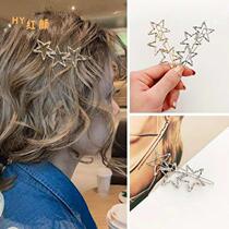 Metal hollow net red star hairpin headdress Korean version of the student cute girl wild hair clip bangs clip