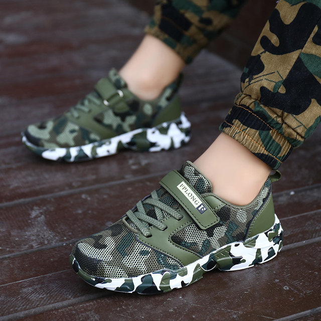 Children's shoes boys camouflage shoes mesh breathable sports shoes children's military training shoes children's middle and big children spring and summer trendy shoes