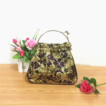 Silk brocade gold women's bag with cheongsam dinner dress sweet lady bag hand Lingbao hand retro to send foreigners