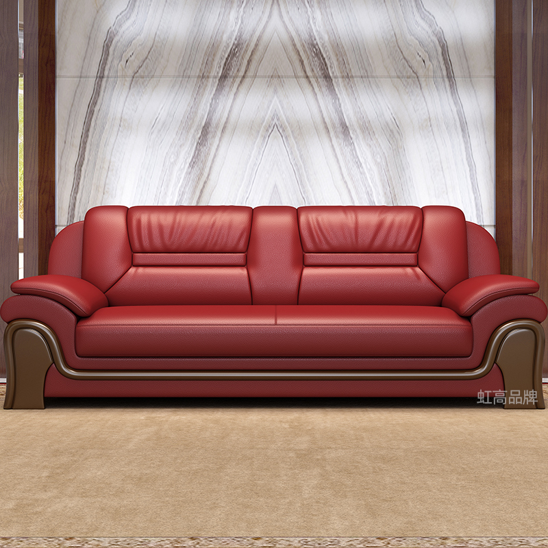 Office sofa simple three modern simple fashion business leather reception conference room reception tea table set