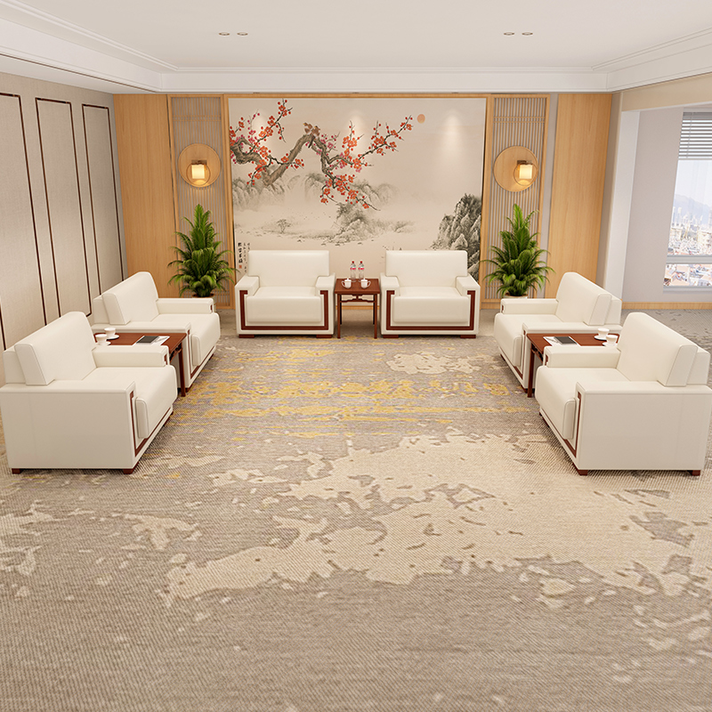 Reception room VIP meeting business office sofa leather simple modern reception sofa coffee table set combination