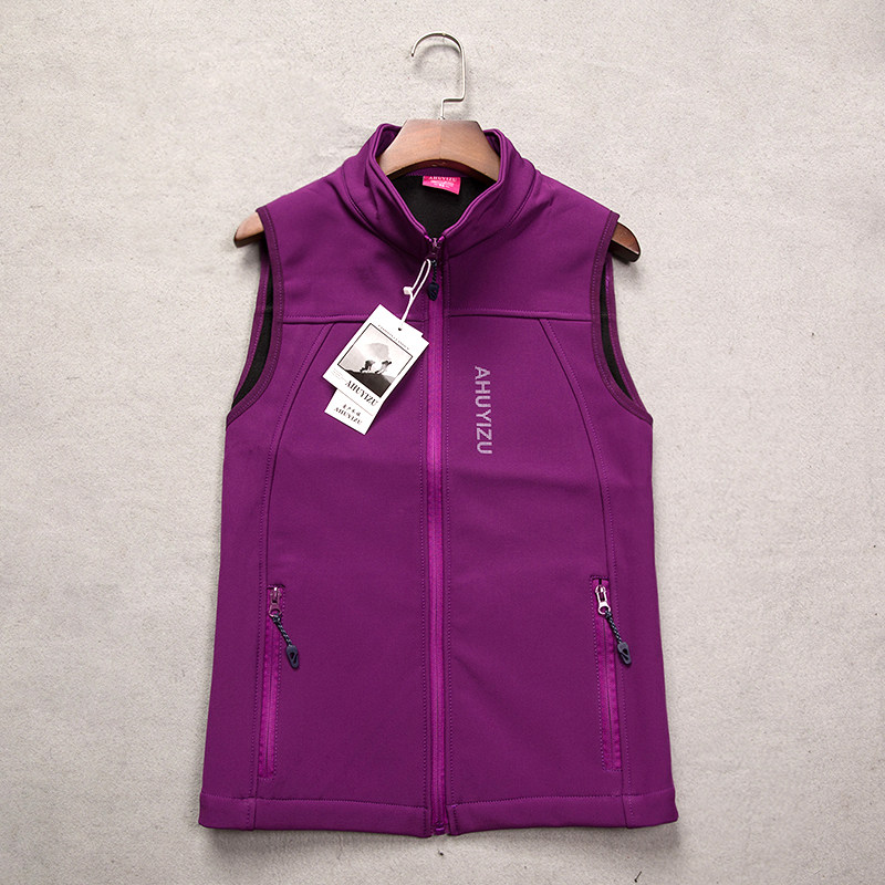 Outdoor sports autumn and winter fleece vest ladies Korean version of the color windproof warmth multi pocket shoulder plus size casual vest