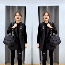 Spring and autumn Korean version suit waistcoat for womens big code temperament 100 hitch a slim coat with a long collection of waist and a draw rope foreign air