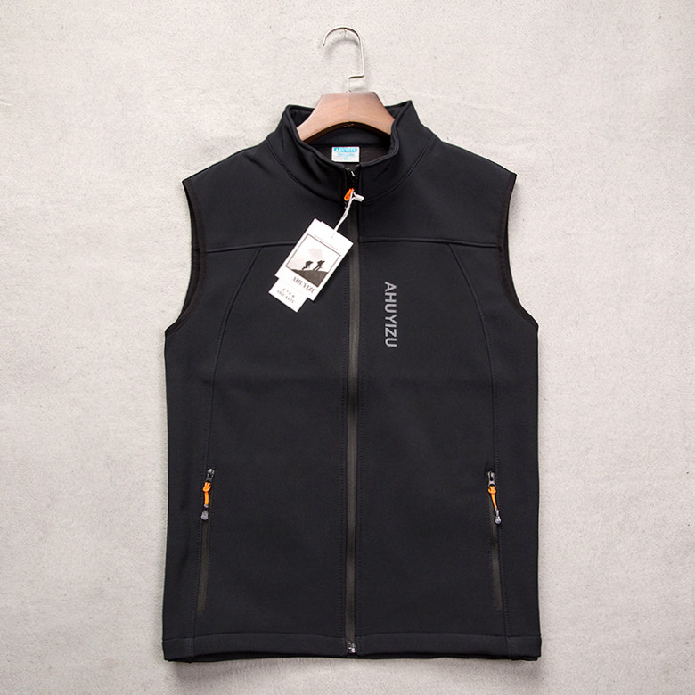 Tide spring and autumn outdoor sports soft shell vest men plus velvet casual large size waistband versatile Korean version of the stand-up collar windproof vest