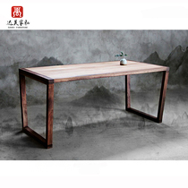 Nordic Full Solid Wood Minimalist Day Style Dining Table Black Walnuts Plus Oak Table Living Room Restaurant Modern Bars