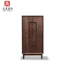 Brief Nordic Full Solid Wood Black Walnuts Dining Side Cabinet Red Wine Cabinet Xuan Guan Cabinet Modern Storage Double Door Cabinet Side Cabinet